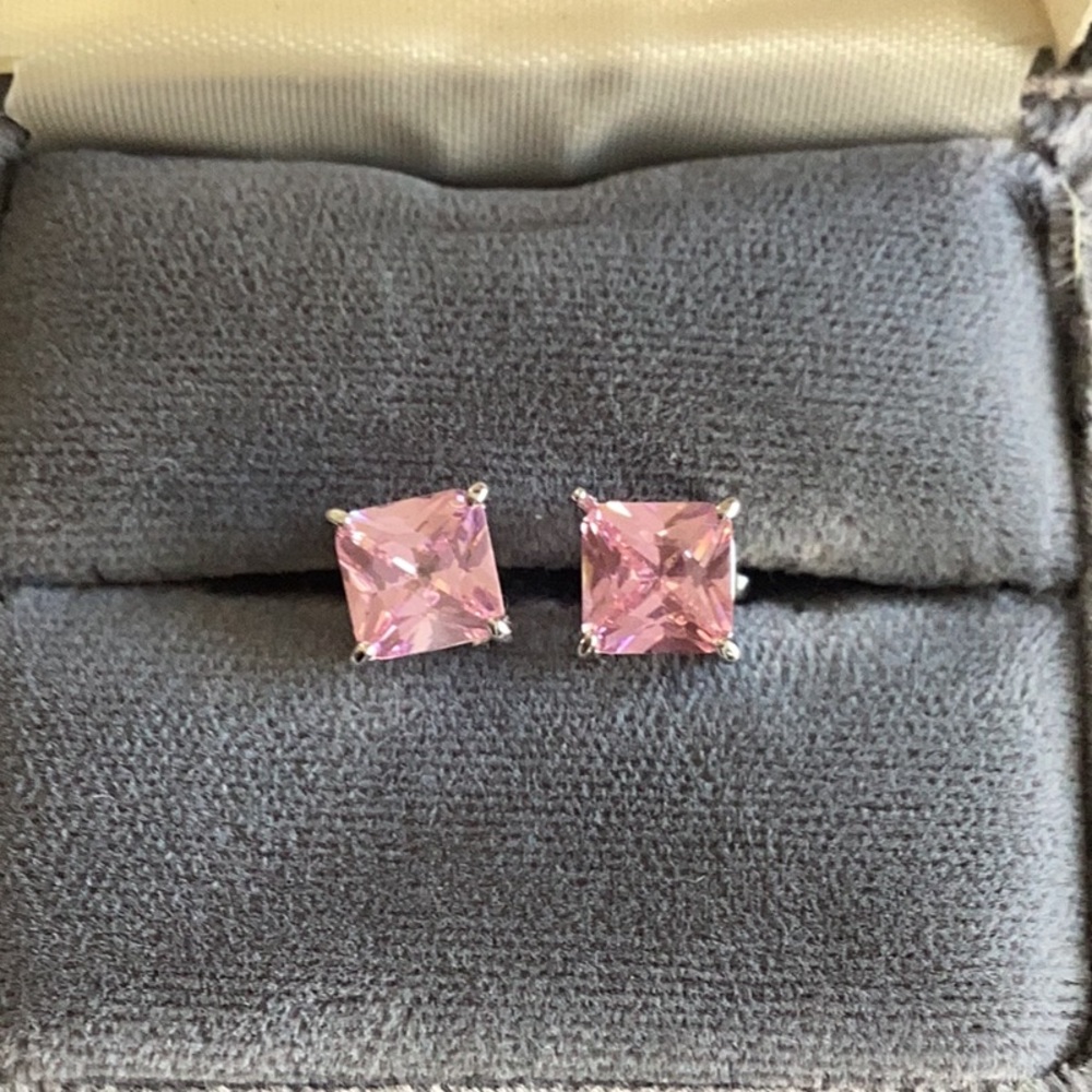 Fashion Jewelry Silver with Pink Stone Earrings